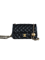 高仿香奈兒/Chanel 方胖子大mini 金球鏈條翻蓋包 黑色