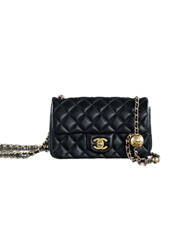 高仿香奈兒/Chanel 方胖子大mini 金球鏈條翻蓋包 黑色