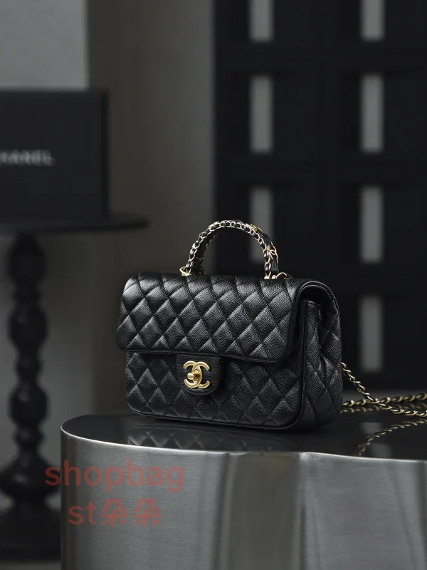 高仿香奈兒 Chanel 25B 穿皮手柄CF MINI大號 鏈條包：圖片 8