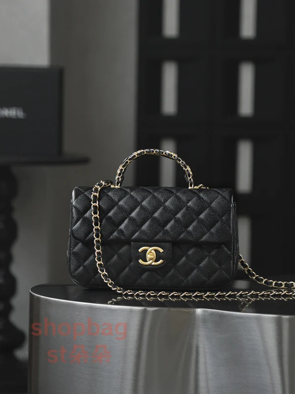 高仿香奈兒 Chanel 25B 穿皮手柄CF MINI大號 鏈條包：圖片 2