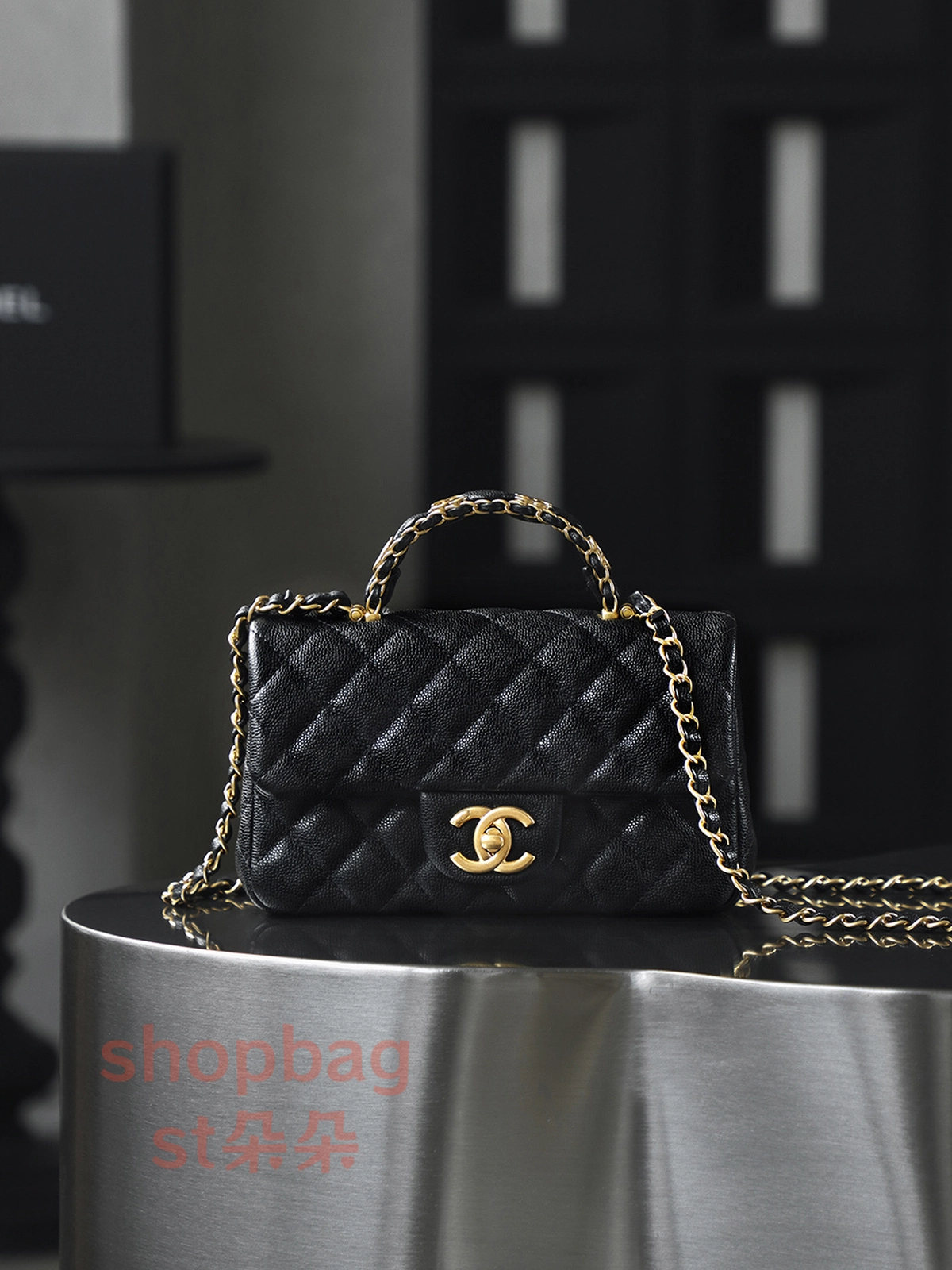 高仿香奈兒 Chanel 25B 穿皮手柄CF MINI 小號 鏈條包 1 高仿香奈兒 Chanel 25B 穿皮手柄CF MINI 小號 鏈條包