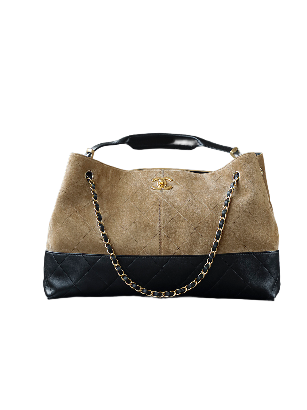 chanel 25 hobo xingse 高仿精品 香奈兒 25A手工坊 hobo麂皮包 大號 杏色 手提包:圖片 1