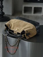 精品包 香奈兒 25A 手工坊 hobo麂皮 杏包 小號 手提包：圖片 9