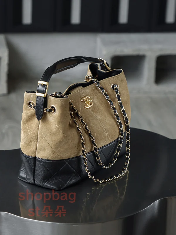 精品包 香奈兒 25A 手工坊 hobo麂皮 杏包 小號 手提包：圖片 8