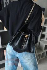 高仿包 香奈兒 25BAG 嬉皮Hobo小號 黑色 魚子醬 單肩包：圖片 28