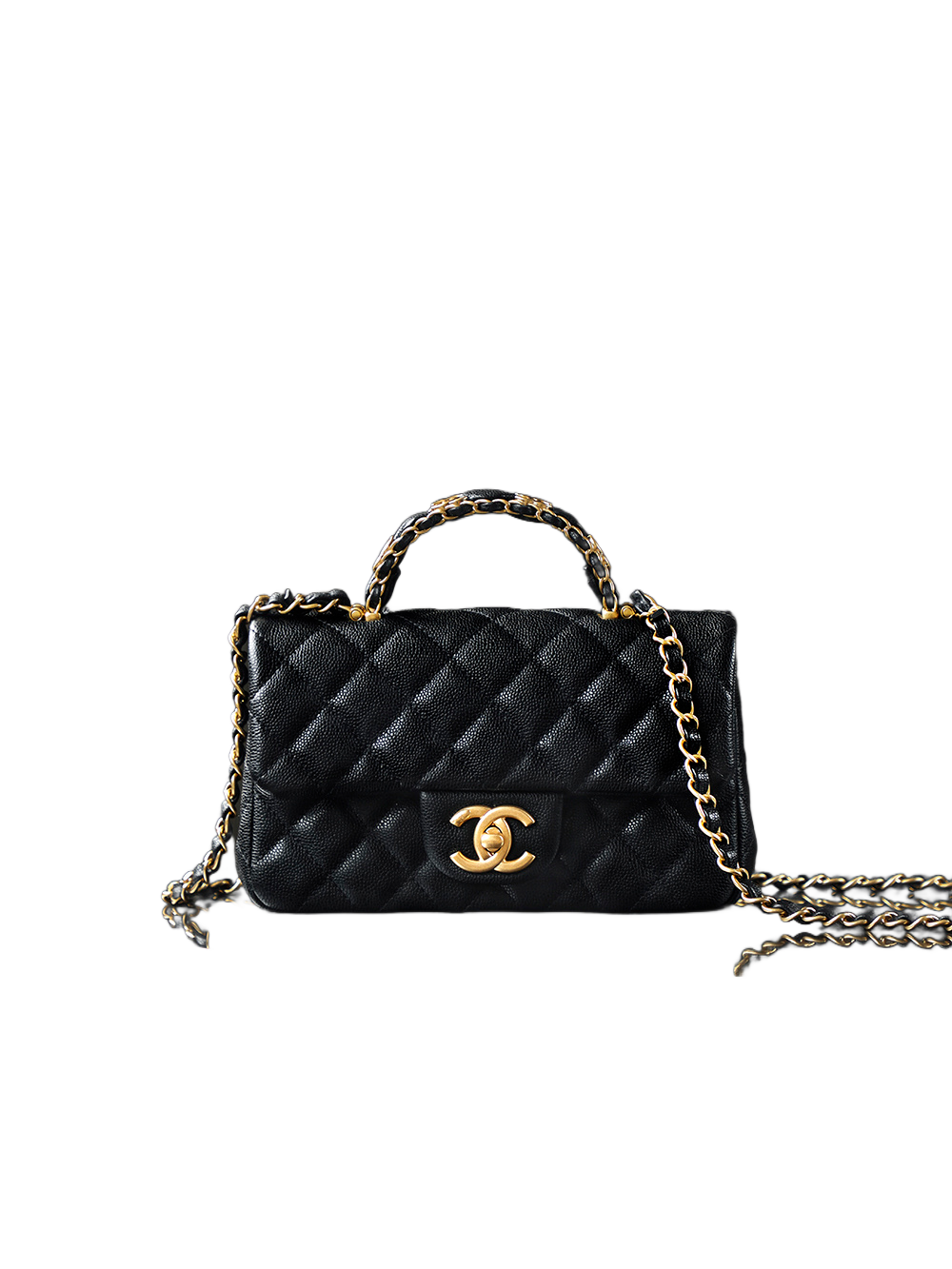 chanel cf mini 高仿香奈兒 Chanel 25B 穿皮手柄CF MINI 小號 鏈條包:圖片 1