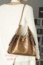 高仿香奈兒 25BAG 嬉皮Hobo小號 金色 單肩包：圖片 25