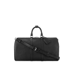 頂級a貨 LV Keepall Bandoulière 50 Taiga皮革 黑色 旅行包 M33400