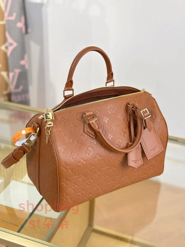 高仿 LV SPEEDY SOFT 30 男女通用款 棕色 斜挎 旅行包 M28662：圖片 6