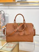 高仿 LV SPEEDY SOFT 30 男女通用款 棕色 斜挎 旅行包 M28662：圖片 3