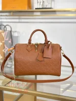 高仿 LV SPEEDY SOFT 30 男女通用款 棕色 斜挎 旅行包 M28662：圖片 2