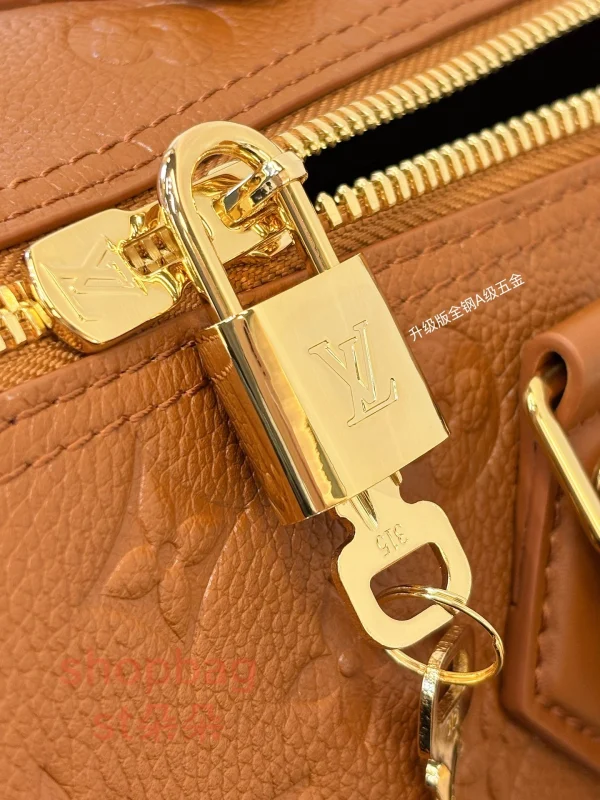 高仿 LV SPEEDY SOFT 30 男女通用款 棕色 斜挎 旅行包 M28662：圖片 12