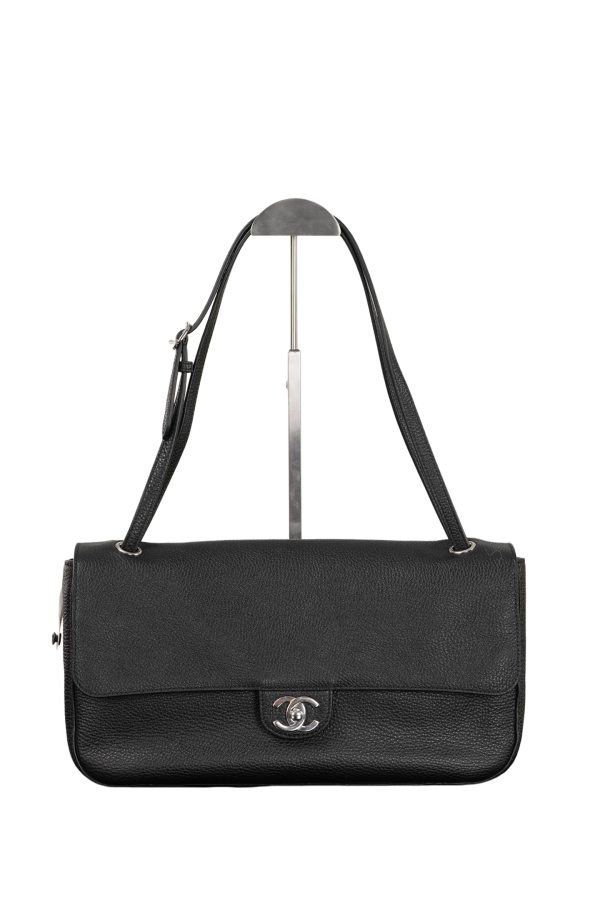 高仿精品 CHANEL 26S 𝐆𝐃同款CF 大號黑色銀扣 口蓋包包 AS6231