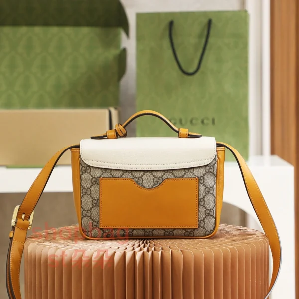 古馳精品包 經典Padlock MINI 雙色拼接掛鎖造型手提肩背包 658487：圖片 9