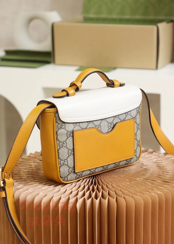 古馳精品包 經典Padlock MINI 雙色拼接掛鎖造型手提肩背包 658487：圖片 5