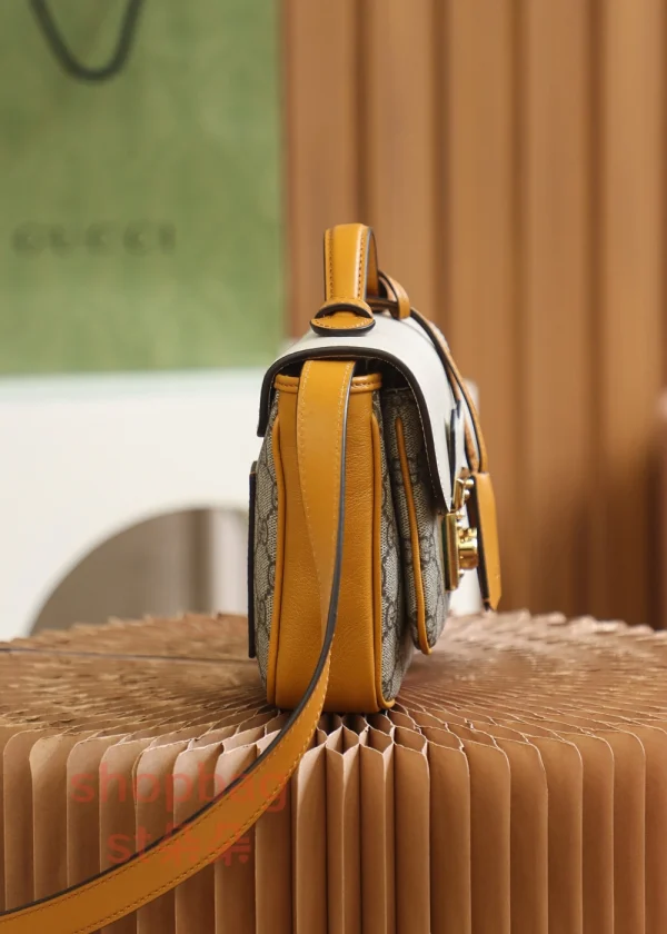 古馳精品包 經典Padlock MINI 雙色拼接掛鎖造型手提肩背包 658487：圖片 4