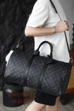 高仿包 LV Keepall 50 黑色Monogram 旅行袋 M14202：圖片 28