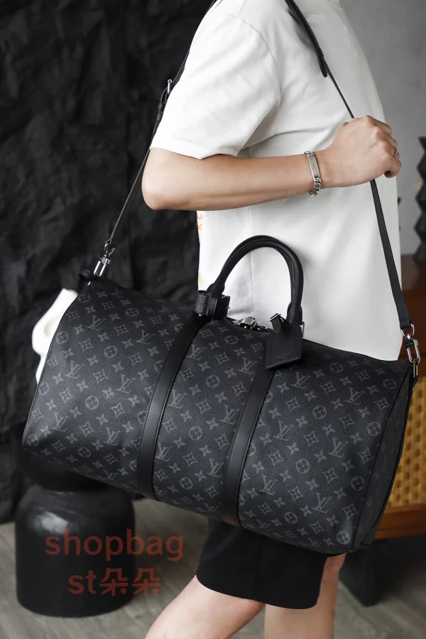 高仿包 LV Keepall 50 黑色Monogram 旅行袋 M14202：圖片 28