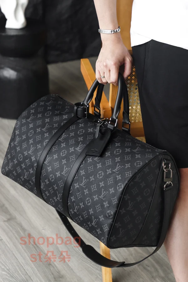 高仿包 LV Keepall 50 黑色Monogram 旅行袋 M14202：圖片 27
