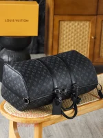 高仿包 LV Keepall 50 黑色Monogram 旅行袋 M14202：圖片 9
