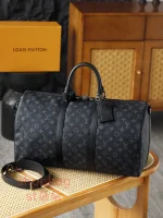 高仿包 LV Keepall 50 黑色Monogram 旅行袋 M14202：圖片 8