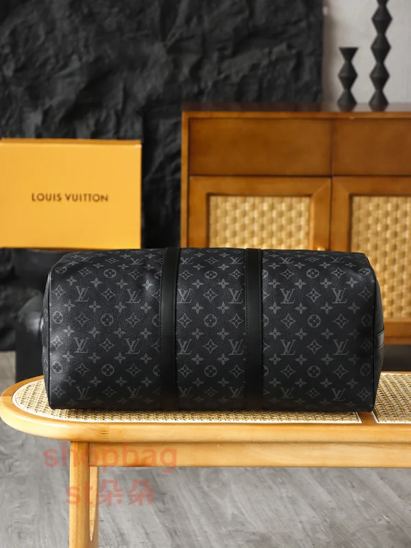 高仿包 LV Keepall 50 黑色Monogram 旅行袋 M14202：圖片 7