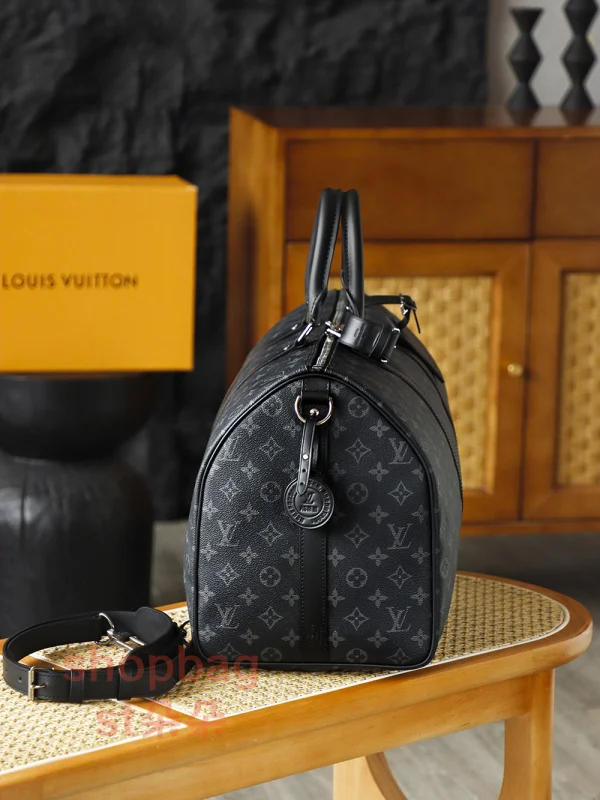 高仿包 LV Keepall 50 黑色Monogram 旅行袋 M14202：圖片 6