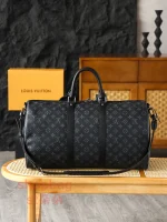 高仿包 LV Keepall 50 黑色Monogram 旅行袋 M14202：圖片 4