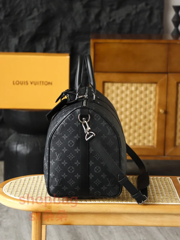 高仿包 LV Keepall 50 黑色Monogram 旅行袋 M14202：圖片 3