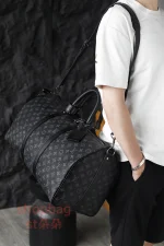 高仿包 LV Keepall 50 黑色Monogram 旅行袋 M14202：圖片 25