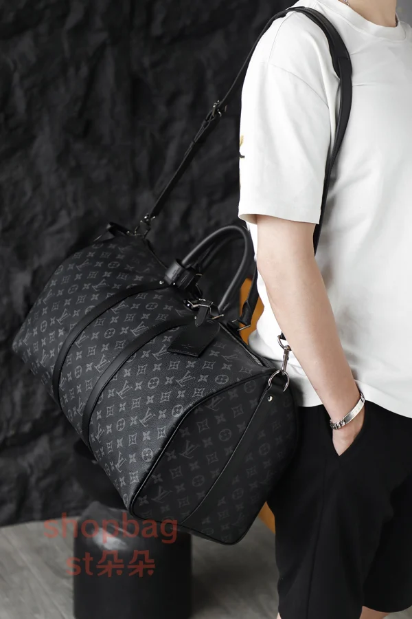 高仿包 LV Keepall 50 黑色Monogram 旅行袋 M14202：圖片 25