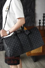 高仿包 LV Keepall 50 黑色Monogram 旅行袋 M14202：圖片 23