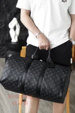 高仿包 LV Keepall 50 黑色Monogram 旅行袋 M14202：圖片 21