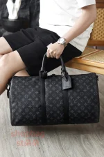 高仿包 LV Keepall 50 黑色Monogram 旅行袋 M14202：圖片 20