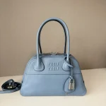 高仿包 MiuMiu Vivant 新款 小羊皮手挽袋 藍色：圖片 2