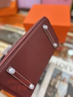高仿愛馬仕 hermès Birkin 25 頂級原廠法羊 波爾多紅色 純手工蠟線縫製手提包：圖片 5