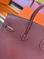 高仿愛馬仕 hermès Birkin 25 頂級原廠法羊 波爾多紅色 純手工蠟線縫製手提包：圖片 6