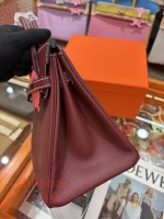 高仿愛馬仕 hermès Birkin 25 頂級原廠法羊 波爾多紅色 純手工蠟線縫製手提包：圖片 7